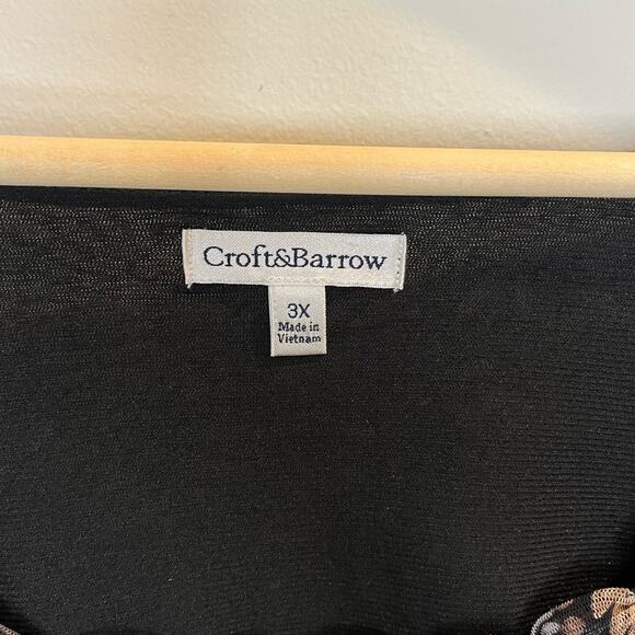 Croft And Barrow Women's Dark Paisley Top Size‎ 3X Micro Mesh Dark Romantic - Picture 4 of 5